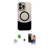 MARSİLYAN™- iPhone 16 Pro Max Kılıf Kozmos Form Özel Seri - Siyah 3D Antistatik Mat Seramik Nano Ekran Koruyucu + Raze Metal Kamera Lens - BZ