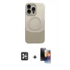 MARSİLYAN™- iPhone 16 Pro Max Kılıf Kozmos Form Özel Seri - Siyah 3D Antistatik Mat Seramik Nano Ekran Koruyucu + Siyah PVD Metal Kamera Lens