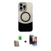 MARSİLYAN™- iPhone 16 Pro Max Kılıf Kozmos Form Özel Seri - Siyah 3D Antistatik Mat Seramik Nano Ekran Koruyucu + Çöl Titanyum Raze Metal Kamera Lens