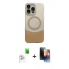 MARSİLYAN™- iPhone 16 Pro Max Kılıf Kozmos Form Özel Seri - Siyah 3D Antistatik Mat Seramik Nano Ekran Koruyucu + Raze Metal Kamera Lens - BZ