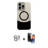 MARSİLYAN™- iPhone 16 Pro Max Kılıf Kozmos Form Özel Seri - Siyah 3D Antistatik Mat Seramik Nano Ekran Koruyucu + Pers Alüminyum Kamera Lens - GS