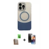 MARSİLYAN™- iPhone 16 Pro Max Kılıf Kozmos Form Özel Seri - Siyah 3D Antistatik Mat Seramik Nano Ekran Koruyucu + Çöl Titanyum Raze Metal Kamera Lens