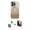 MARSİLYAN™- iPhone 16 Pro Max Kılıf Kozmos Form Özel Seri - Siyah 3D Antistatik Mat Seramik Nano Ekran Koruyucu + Raze Metal Kamera Lens - SH