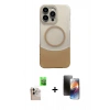MARSİLYAN™- iPhone 16 Pro Max Kılıf Kozmos Form Özel Seri - Siyah 3D Antistatik Mat Seramik Nano Ekran Koruyucu + Raze Metal Kamera Lens - NLGY
