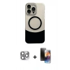 MARSİLYAN™- iPhone 16 Pro Max Kılıf Kozmos Form Özel Seri - Siyah 3D Antistatik Mat Seramik Nano Ekran Koruyucu + Pers Alüminyum Kamera Lens - GI