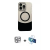 MARSİLYAN™- iPhone 16 Pro Max Kılıf Kozmos Form Özel Seri - Siyah 3D Antistatik Seramik Nano Ekran Koruyucu + Pers Alüminyum Kamera Lens - GI