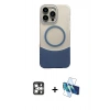 MARSİLYAN™- iPhone 16 Pro Max Kılıf Kozmos Form Özel Seri - Siyah 3D Antistatik Seramik Nano Ekran Koruyucu + Gümüş PVD Metal Kamera Lens