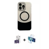 MARSİLYAN™- iPhone 16 Pro Max Kılıf Kozmos Form Özel Seri - Siyah 3D Antistatik Seramik Nano Ekran Koruyucu + Bilvis Titan Kamera Lens - TMGI