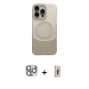 MARSİLYAN™- iPhone 16 Pro Max Kılıf Kozmos Form Özel Seri - Siyah Bilvis 3D Cam Ekran Koruyucu + Gri Pers Alüminyum Kamera Lens