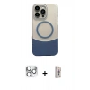 MARSİLYAN™- iPhone 16 Pro Max Kılıf Kozmos Form Özel Seri - Siyah Bilvis 3D Cam Ekran Koruyucu + Gümüş Pers Alüminyum Kamera Lens
