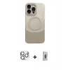 MARSİLYAN™- iPhone 16 Pro Max Kılıf Kozmos Form Özel Seri - Siyah Bilvis 3D Cam Ekran Koruyucu + Gümüş Pers Alüminyum Kamera Lens