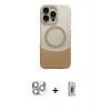 MARSİLYAN™- iPhone 16 Pro Max Kılıf Kozmos Form Özel Seri - Siyah Bilvis 3D Cam Ekran Koruyucu + Gümüş Pers Alüminyum Kamera Lens