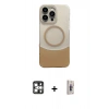MARSİLYAN™- iPhone 16 Pro Max Kılıf Kozmos Form Özel Seri - Siyah Bilvis 3D Cam Ekran Koruyucu + PVD Metal Kamera Lens - GS