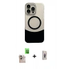 MARSİLYAN™- iPhone 16 Pro Max Kılıf Kozmos Form Özel Seri - Siyah Bilvis 3D Cam Ekran Koruyucu + Raze Metal Kamera Lens - NLGY