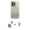 MARSİLYAN™- iPhone 16 Pro Max Kılıf Kozmos Form Özel Seri - Siyah Bilvis 3D Cam Ekran Koruyucu + Siyah Raze Metal Kamera Lens