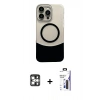 MARSİLYAN™- iPhone 16 Pro Max Kılıf Kozmos Form Özel Seri - Siyah Bilvis 3X AR Hayalet Cam Ekran Koruyucu + PVD Metal Kamera Lens - GS