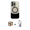 MARSİLYAN™- iPhone 16 Pro Max Kılıf Kozmos Form Özel Seri - Siyah Bilvis 3X AR Hayalet Cam Ekran Koruyucu + Pers Alüminyum Kamera Lens - CLTM