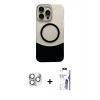 MARSİLYAN™- iPhone 16 Pro Max Kılıf Kozmos Form Özel Seri - Siyah Bilvis 3X AR HD Cam Ekran Koruyucu + Pers Alüminyum Kamera Lens - GS