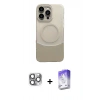 MARSİLYAN™- iPhone 16 Pro Max Kılıf Kozmos Form Özel Seri - Siyah Bilvis 5in1 3D Magic Cam Ekran Koruyucu + Gri Pers Alüminyum Kamera Lens