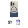 MARSİLYAN™- iPhone 16 Pro Max Kılıf Kozmos Form Özel Seri - Siyah Bilvis 5in1 3D Magic Cam Ekran Koruyucu + Gri Pers Alüminyum Kamera Lens