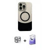 MARSİLYAN™- iPhone 16 Pro Max Kılıf Kozmos Form Özel Seri - Siyah Bilvis 5in1 5D Magic Hayalet Cam Ekran Koruyucu + Pers Alüminyum Kamera Lens - GI