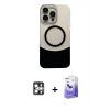 MARSİLYAN™- iPhone 16 Pro Max Kılıf Kozmos Form Özel Seri - Siyah Bilvis 5in1 5D Magic Hayalet Cam Ekran Koruyucu + PVD Metal Kamera Lens - GS
