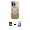 MARSİLYAN™- iPhone 16 Pro Max Kılıf Kozmos Form Özel Seri - Siyah Bilvis 5in1 5D Magic Hayalet Cam Ekran Koruyucu + PVD Metal Kamera Lens - GS