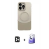 MARSİLYAN™- iPhone 16 Pro Max Kılıf Kozmos Form Özel Seri - Siyah Bilvis 5in1 5D Magic Hayalet Cam Ekran Koruyucu + PVD Metal Kamera Lens - SH