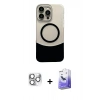 MARSİLYAN™- iPhone 16 Pro Max Kılıf Kozmos Form Özel Seri - Siyah Bilvis 5in1 5D Magic Hayalet Cam Ekran Koruyucu + Pers Alüminyum Kamera Lens - GS