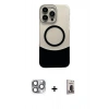 MARSİLYAN™- iPhone 16 Pro Max Kılıf Kozmos Form Özel Seri - Siyah Bilvis Hayalet Cam Ekran Koruyucu + Pers Alüminyum Kamera Lens - GI