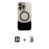 MARSİLYAN™- iPhone 16 Pro Max Kılıf Kozmos Form Özel Seri - Siyah Bilvis Hayalet Cam Ekran Koruyucu + PVD Metal Kamera Lens - SH