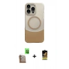 MARSİLYAN™- iPhone 16 Pro Max Kılıf Kozmos Form Özel Seri - Siyah Buffer Cam Ekran Koruyucu + Çöl Titanyum Raze Metal Kamera Lens