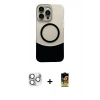 MARSİLYAN™- iPhone 16 Pro Max Kılıf Kozmos Form Özel Seri - Siyah Buffer Cam Ekran Koruyucu + Pers Alüminyum Kamera Lens - GS