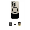 MARSİLYAN™- iPhone 16 Pro Max Kılıf Kozmos Form Özel Seri - Siyah Buffer Cam Ekran Koruyucu + PVD Metal Kamera Lens - SH