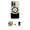 MARSİLYAN™- iPhone 16 Pro Max Kılıf Kozmos Form Özel Seri - Siyah Buffer Hayalet Cam Ekran Koruyucu + Pers Alüminyum Kamera Lens - CLTM
