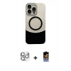 MARSİLYAN™- iPhone 16 Pro Max Kılıf Kozmos Form Özel Seri - Siyah Buffer Hayalet Cam Ekran Koruyucu + Pers Alüminyum Kamera Lens - GS