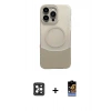 MARSİLYAN™- iPhone 16 Pro Max Kılıf Kozmos Form Özel Seri - Siyah Buffer Hayalet Cam Ekran Koruyucu + PVD Metal Kamera Lens - SH