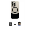 MARSİLYAN™- iPhone 16 Pro Max Kılıf Kozmos Form Özel Seri - Siyah Buffer Hayalet Cam Ekran Koruyucu + PVD Metal Kamera Lens - SH
