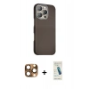 MARSİLYAN™- iPhone 16 Pro Max Kılıf Kozmos Klasik Prime - Şeffaf Pasifik Cam Ekran Koruyucu + Çöl Titanyum Pers Alüminyum Kamera Lens