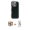 MARSİLYAN™- iPhone 16 Pro Max Kılıf Kozmos Klasik Prime - Şeffaf Pasifik Cam Ekran Koruyucu + Çöl Titanyum Pers Alüminyum Kamera Lens