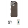 MARSİLYAN™- iPhone 16 Pro Max Kılıf Kozmos Klasik Prime - Şeffaf Pasifik Cam Ekran Koruyucu + Gümüş Pers Alüminyum Kamera Lens