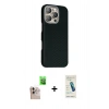 MARSİLYAN™- iPhone 16 Pro Max Kılıf Kozmos Klasik Prime - Şeffaf Pasifik Cam Ekran Koruyucu + Natural Grey Raze Metal Kamera Lens