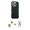 MARSİLYAN™- iPhone 16 Pro Max Kılıf Kozmos Klasik Prime - Şeffaf Pasifik Cam Ekran Koruyucu + Natural Grey Raze Metal Kamera Lens