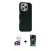MARSİLYAN™- iPhone 16 Pro Max Kılıf Kozmos Klasik Prime - Siyah 360 Mat Full Body Arka Koruyucu + Bilvis Titan Kamera Lens - GS