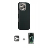 MARSİLYAN™- iPhone 16 Pro Max Kılıf Kozmos Klasik Prime - Siyah 360 Mat Full Body Arka Koruyucu + Gümüş PVD Metal Kamera Lens