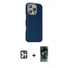 MARSİLYAN™- iPhone 16 Pro Max Kılıf Kozmos Klasik Prime - Siyah 360 Mat Full Body Arka Koruyucu + Gümüş PVD Metal Kamera Lens