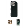 MARSİLYAN™- iPhone 16 Pro Max Kılıf Kozmos Klasik Prime - Siyah 360 Mat Full Body Arka Koruyucu + Pers Alüminyum Kamera Lens - CLTM