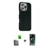 MARSİLYAN™- iPhone 16 Pro Max Kılıf Kozmos Klasik Prime - Siyah 360 Mat Full Body Arka Koruyucu + Raze Metal Kamera Lens - SH