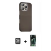 MARSİLYAN™- iPhone 16 Pro Max Kılıf Kozmos Klasik Prime - Siyah 360 Mat Full Body Arka Koruyucu + PVD Metal Kamera Lens - SH