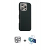 MARSİLYAN™- iPhone 16 Pro Max Kılıf Kozmos Klasik Prime - Siyah 3D Antistatik Cam Ekran Koruyucu + Pers Alüminyum Kamera Lens - GI